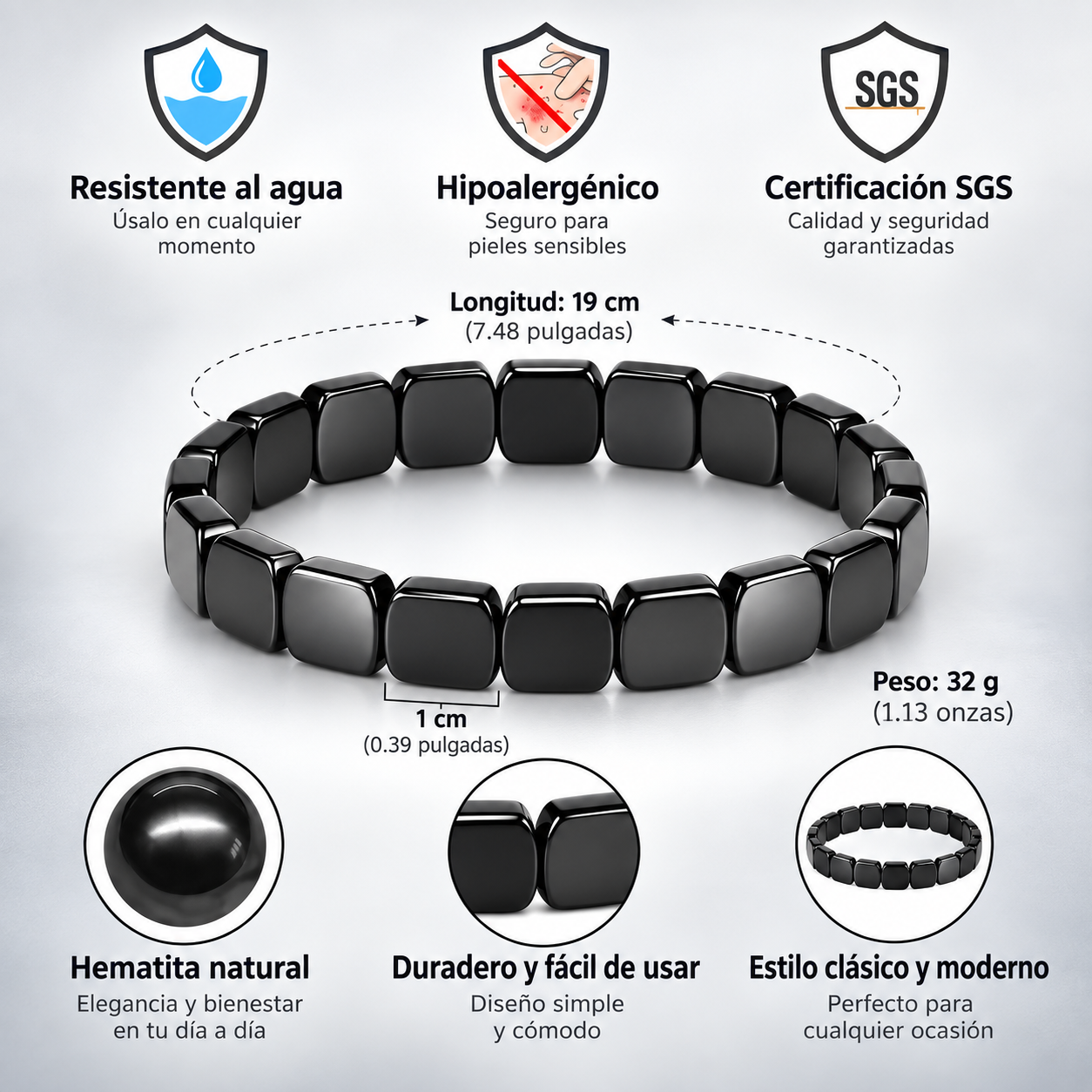 Hiron™ Pulsera De Hematita